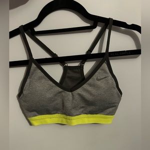 Nike Dry Fit Size Small Grey and Neon Yellow Sports Bra